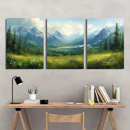 3pcs Colorful Blooming Flowers on Black Perfect Wall Art Canvas Unframed - High Quality Print 100% Australian Made Wall Canvas - Bella Home Decor