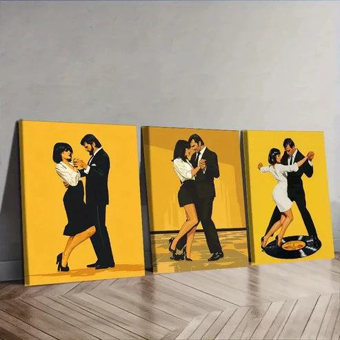 3pcs A Man Dancing with a Woman Wall Art Set Canvas Unframed - High Quality Print 100% Australian Made Wall Canvas - Bella Home Decor