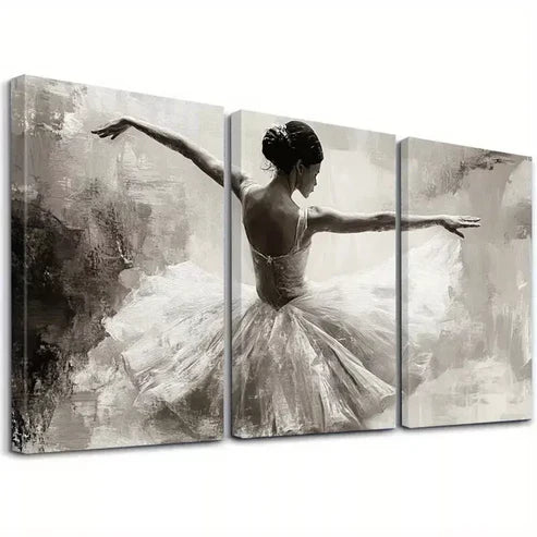 3pcs Elegance Decorative Ballerina White Tutu Canvas Unframed - High Quality Print 100% Australian Made Wall Canvas