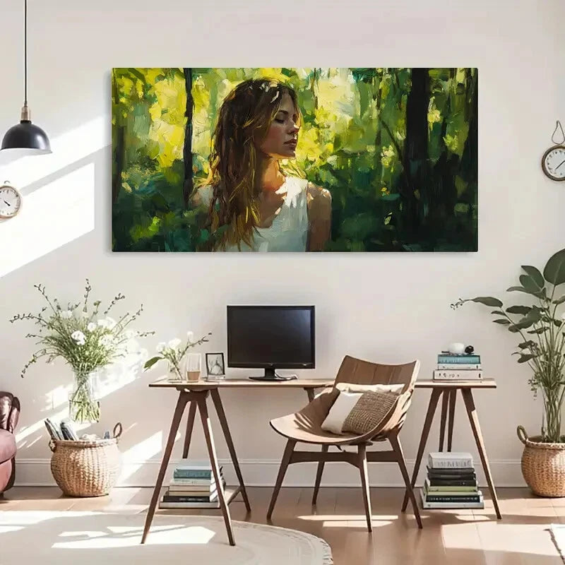 Nature-Inspired Forest Greenery Wall Art Canvas Office Home Room Framed 120x60cm - Bella Home Decor