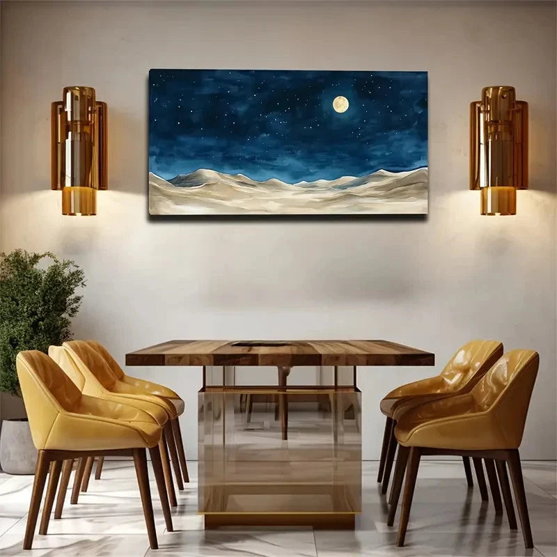Quiet Desert Night Sky Space Wall Art Canvas Office Home Room Framed 120x60cm