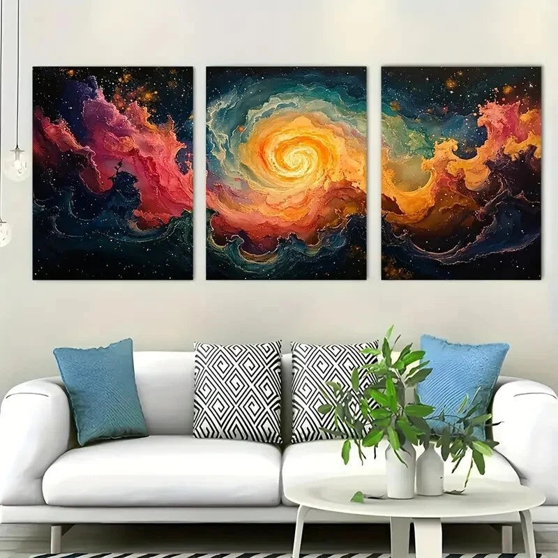 3pcs Swirling Aurora Magic Fluidic Junk Journal Metal Print Ready to Hang Art