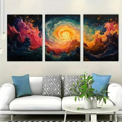 3pcs Swirling Aurora Magic Fluidic Junk Journal Metal Print Ready to Hang Art