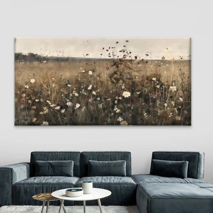 Wildflower Meadow Landscape Wall Art Canvas Office Home Room Framed 120x60cm - Bella Home Decor