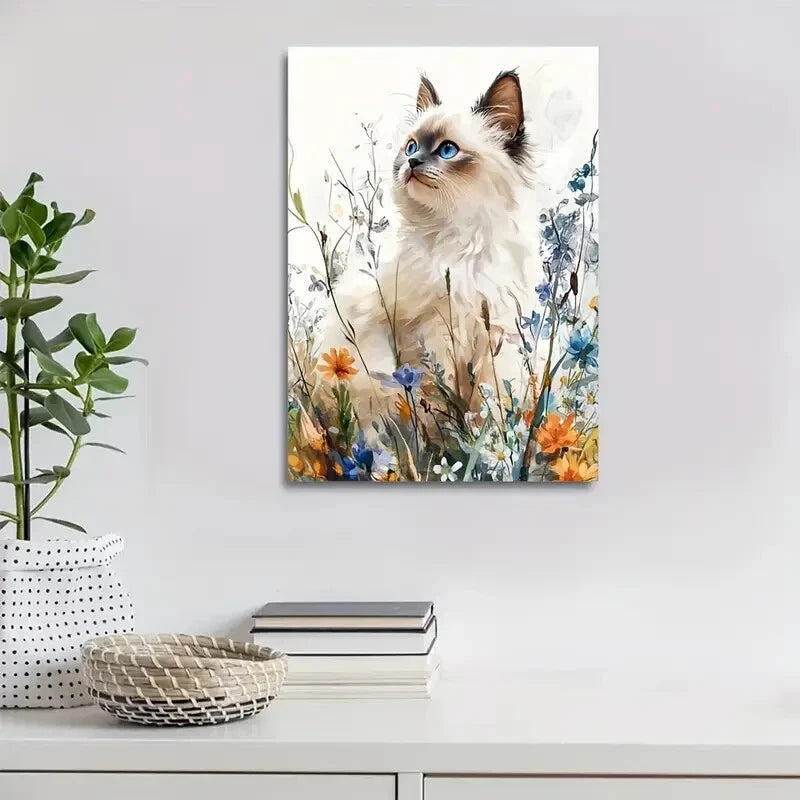 Beautiful Charming Ragdoll Cat Painting 40x60cm Metal Print Ready to Hang