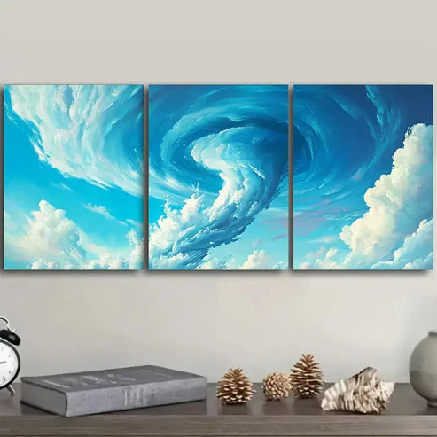 3pcs Tornado Wall Art Set Canvas Unframed - High Quality Print 100% Australian Made Wall Canvas - Bella Home Decor