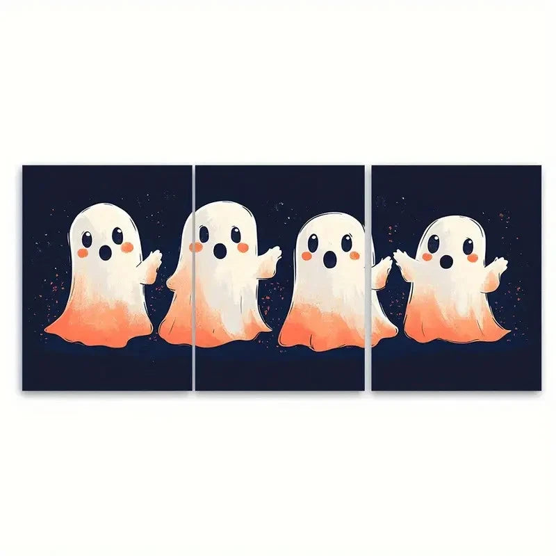 3pcs Cute Ghost cg  Wall Art Set Canvas Framed 60x90cm - High Quality Print 100% Australian Made Wall Canvas Ready to Hang - Bella Home Decor