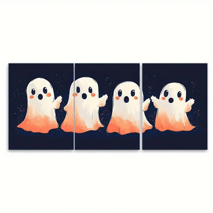 3pcs Cute Ghost cg  Wall Art Set Canvas Framed 60x90cm - High Quality Print 100% Australian Made Wall Canvas Ready to Hang - Bella Home Decor