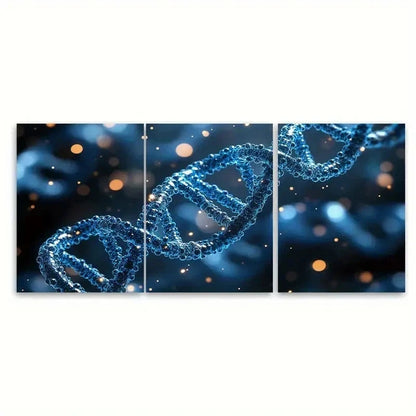 3pcs Blue DNA Molecules TI   Wall Art Set Canvas Framed 40x60cm - High Quality Print 100% Australian Made Wall Canvas Ready to Hang - Bella Home Decor