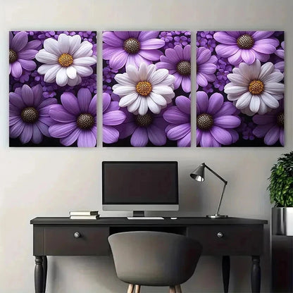 3pcs Elegant Marguerite Daisy Decor Perfect Wall Art Set Canvas Framed 50x70cm - High Quality Print 100% Australian Made Wall Canvas Ready to Hang