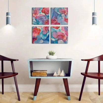 4pcs Abstract Watercolor  Wall Art Canvas Framed