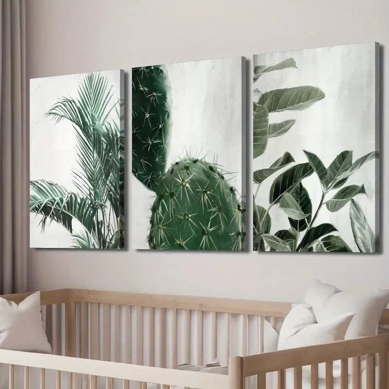 3pcs Showcasing Green Plant Leaves Perfect Wall Art Set Canvas Framed 40x60cm - High Quality Print 100% Australian Made Wall Canvas Ready to Hang - Bella Home Decor