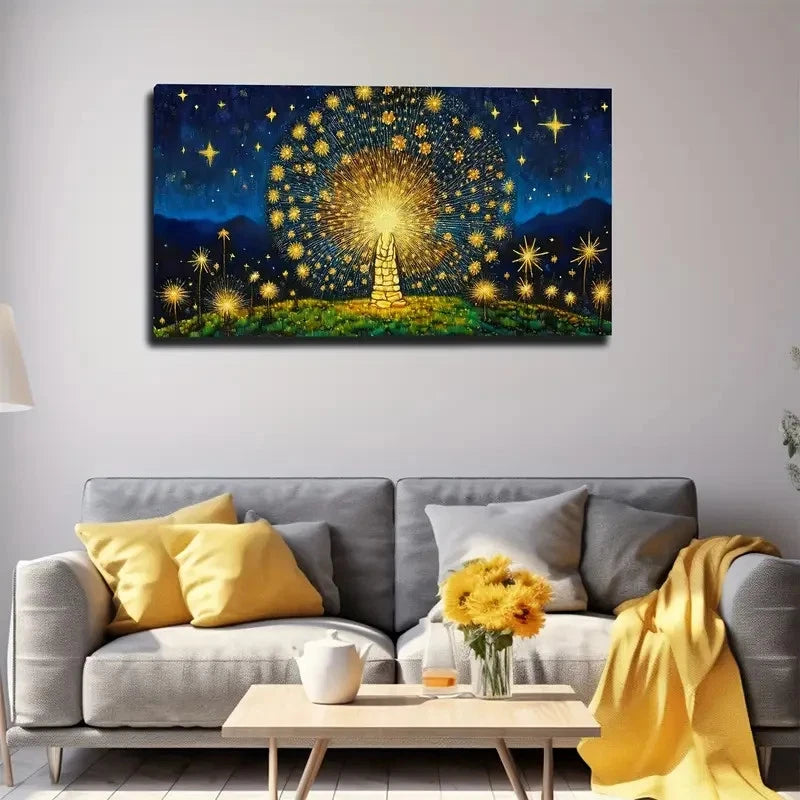 Romantic Starry Night Lands Wall Art Canvas Office Home Room Framed 120x60cm