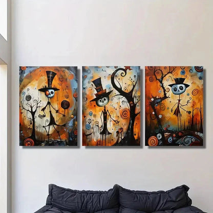 3pcs Pumpkin Surreal Skull Art PS  Wall Art Canvas Framed 40x60cm - High Quality Print 100% Australian Made Wall Canvas Ready to Hang
