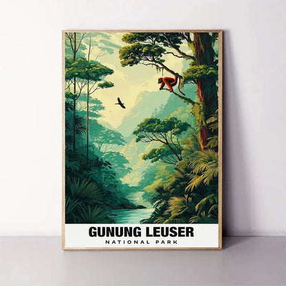 Indonesian National Tropical Jungle Park Travel Poster Print Wall Art