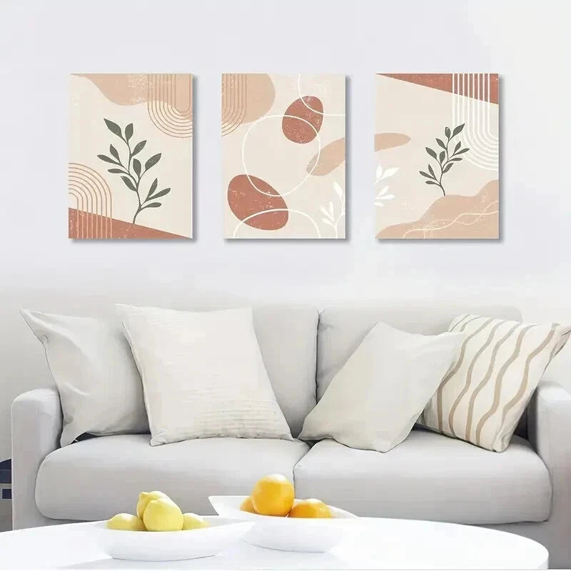 3pcs Nordic Crème Pattern Decoration Wall Art Set Canvas Framed 60x90cm - High Quality Print 100% Australian Made Wall Canvas Ready to Hang