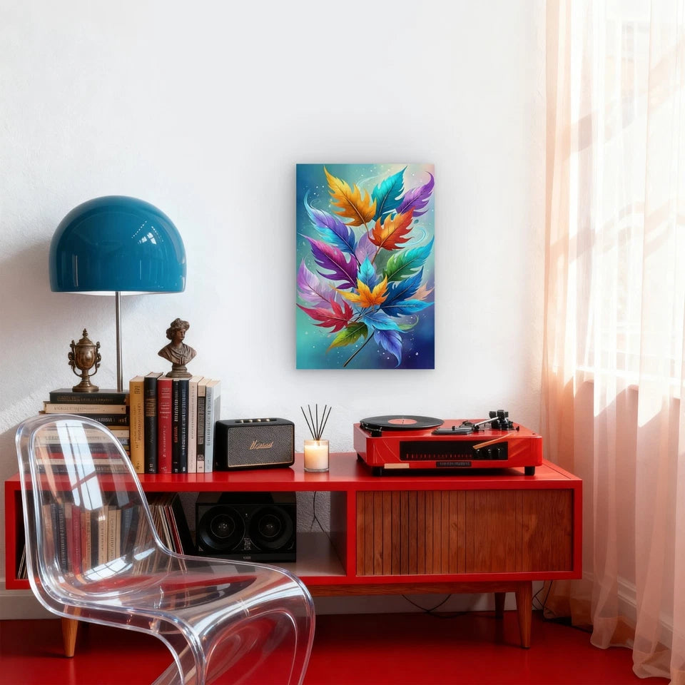 Vibrant Colorful Leaves Rainbow Foliage  60x90cm Metal Print Ready to Hang