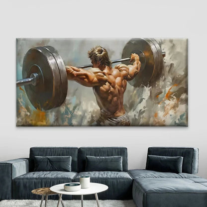 Male Weightlifting Bodybuilding Wall Art Canvas Office Home Room Framed 120x60cm