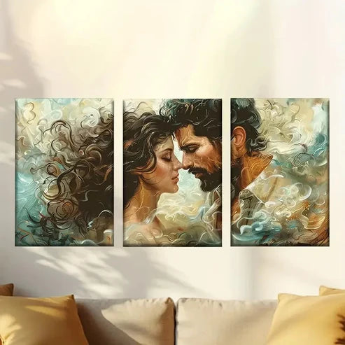 3pcs Romantic Abstract Lovers Encaustic Wall Art Set Canvas Unframed – High Quality Print 100% Australian Made Wall Canvas