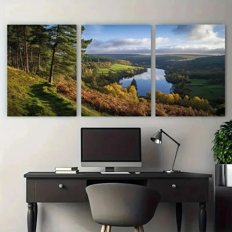 3pcs Stainburn Forest Mountain Biking Perfect Wall Art Set Canvas Framed 50x70cm - High Quality Print 100% Australian Made Wall Canvas Ready to Hang