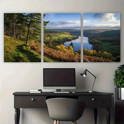 3pcs Stainburn Forest Mountain Biking Perfect Wall Art Set Canvas Framed 50x70cm - High Quality Print 100% Australian Made Wall Canvas Ready to Hang