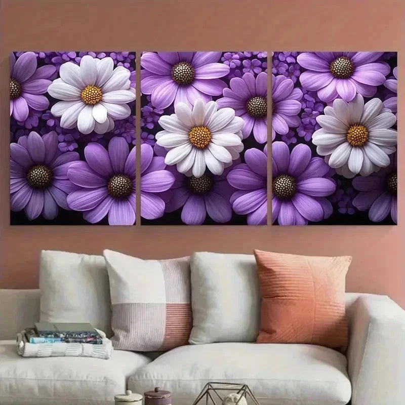 3pcs Elegant Marguerite Daisy Decor Perfect Wall Art Set Canvas Framed 40x60cm - High Quality Print 100% Australian Made Wall Canvas Ready to Hang