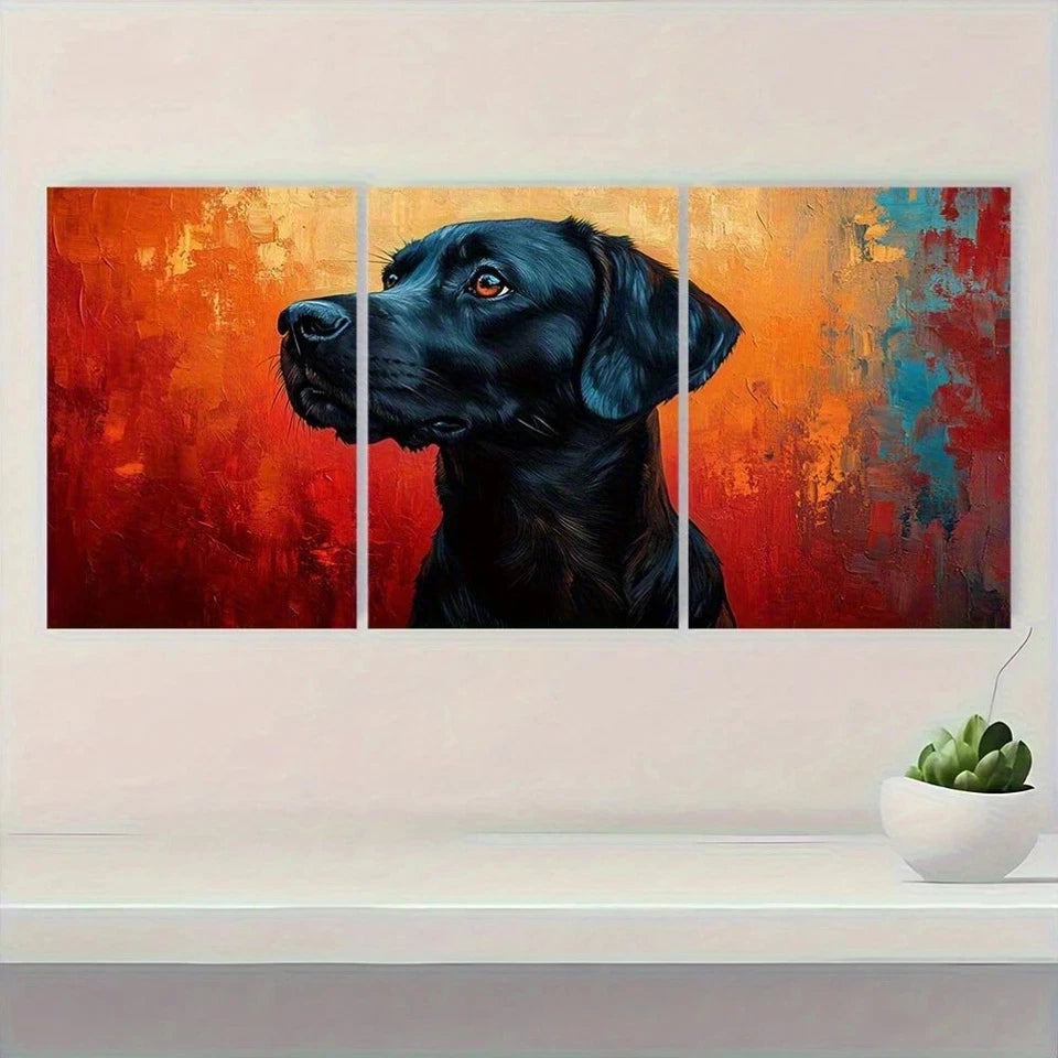 3pcs Labrador Dog Pet Abstract Modern Oil Painting Metal Print Ready to Hang Art - Bella Home Decor