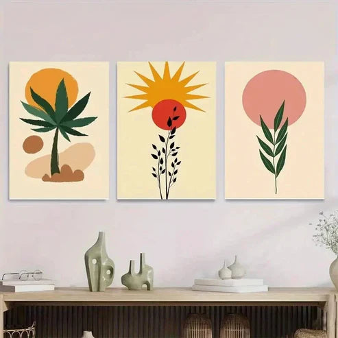 3pcs Boho Style Modern Abstract Tree  Wall Art Set Canvas Unframed - High Quality Print 100% Australian Made Wall Canvas - Bella Home Decor