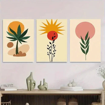 3pcs Boho Style Modern Abstract Tree  Wall Art Set Canvas Unframed - High Quality Print 100% Australian Made Wall Canvas - Bella Home Decor