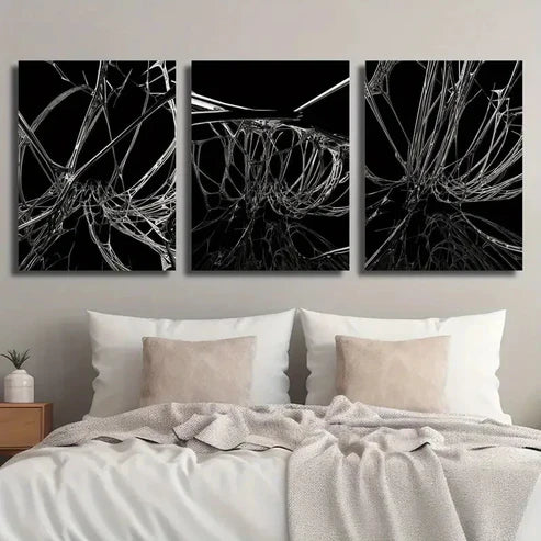 3pcs Quantum Entanglement Abstract Line Wall Art Canvas Unframed - High Quality Print 100% Australian Made Wall Canvas
