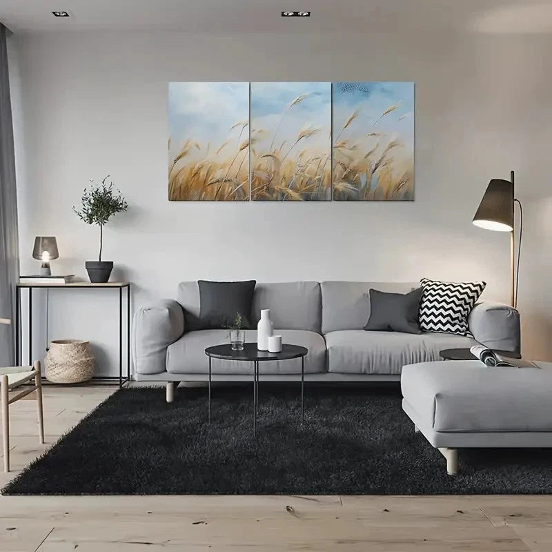 3pcs Modern Abstract Wheat Field Nature Metal Print Ready to Hang Art