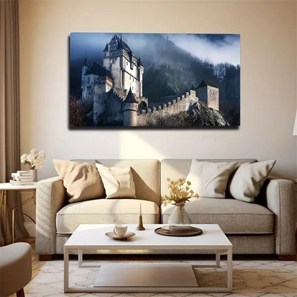 Gothic Castle Landscape Wall Art Canvas Office Home Room Framed 120x60cm