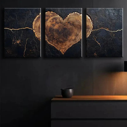 3pcs Black Tree Heart Design BTHD   Wall Art Canvas  Framed 60x90cm - High Quality Print 100% Australian Made Wall Canvas Ready to Hang - Bella Home Decor