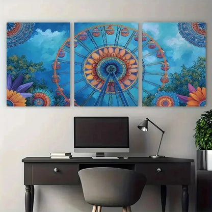 3pcs Colorful Summer Park Scene Perfect Wall Art Set Canvas Framed 50x70cm - High Quality Print 100% Australian Made Wall Canvas Ready to Hang - Bella Home Decor