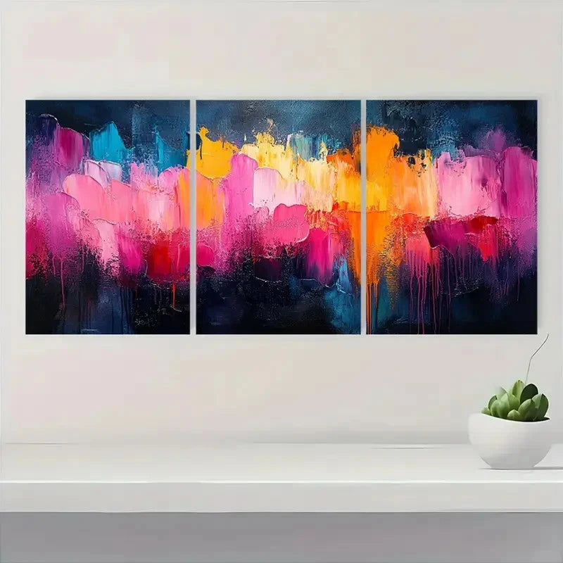 3pcs Colorful Abstract beauty d Wall Art Set Canvas Framed 40x60cm - High Quality Print 100% Australian Made Wall Canvas Ready to Hang - Bella Home Decor