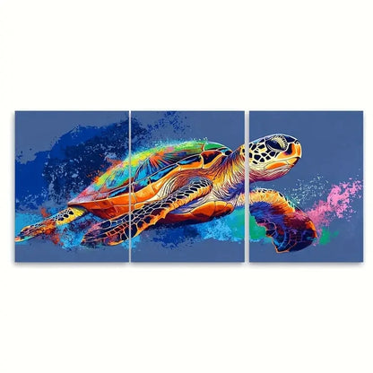 3pcs Sea Turtle Painting Coastal Ocean    Wall Art Set Canvas Framed 60x90cm - High Quality Print 100% Australian Made Wall Canvas Ready to Hang