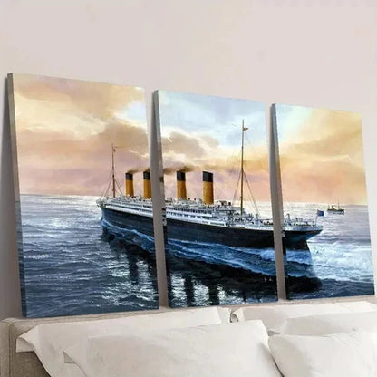 3pcs Classic Modern Cruise Ship on the Sea Wall Art Set Canvas Unframed - High Quality Print 100% Australian Made Wall Canvas - Bella Home Decor