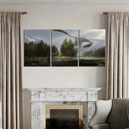 3pcs Magical Style Aesthetic Dragon Retro Wall Art Canvas Unframed – High Quality Print 100% Australian Made Wall Canvas