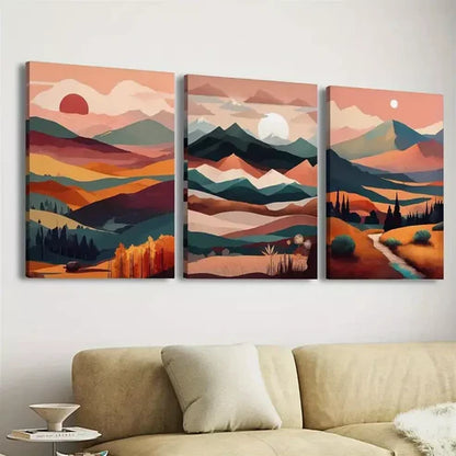 3pcs Modern Sunset Landscape Decoration Wall Art Canvas Unframed - High Quality Print 100% Australian Made Wall Canvas