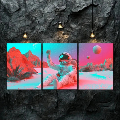 3pcs Astronaut in Martian Landscape Perfect Wall Art Canvas Unframed - High Quality Print 100% Australian Made Wall Canvas - Bella Home Decor