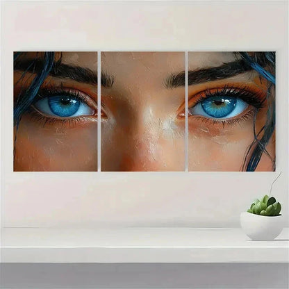 3pcs Abstract Blue-Eyed Girl Face Perfect Wall Art Set Canvas Framed 40x60cm - High Quality Print 100% Australian Made Wall Canvas Ready to Hang - Bella Home Decor