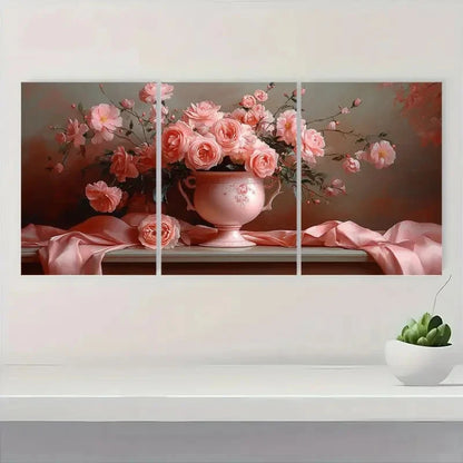 3pcs  Pink Roses and Peonie RP   Wall Art Set Canvas Framed 50x70cm - High Quality Print 100% Australian Made Wall Canvas Ready to Hang - Bella Home Decor