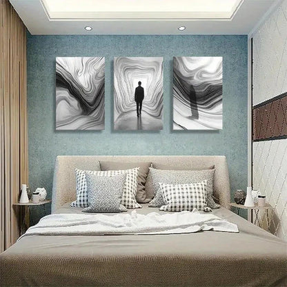 3pcs Abstract Black and White Pathway Perfect Wall Art Canvas Unframed – High Quality Print 100% Australian Made Wall Canvas - Bella Home Decor