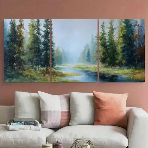 3pcs Forest Landscape Trees Nature Wall Art Canvas Unframed - High Quality Print 100% Australian Made Wall Canvas - Bella Home Decor