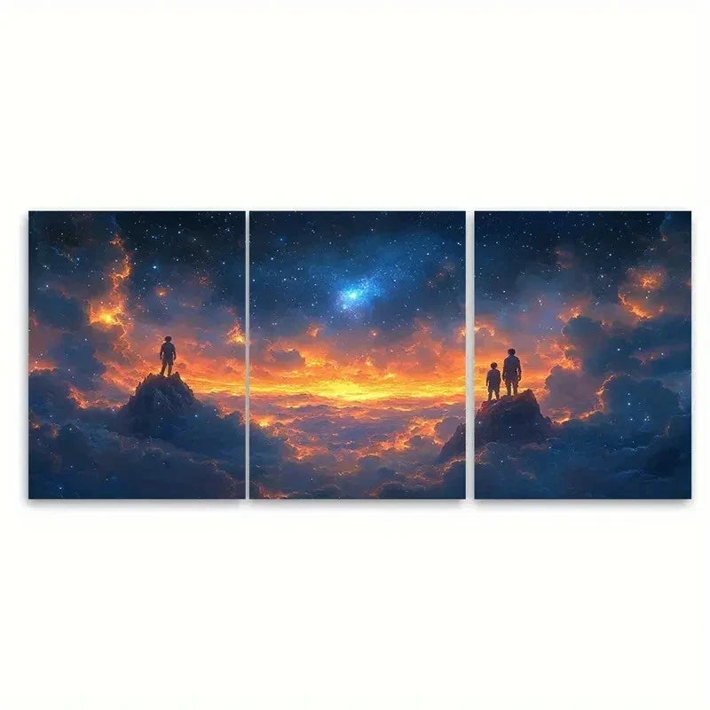 3pcs Brothers Under Starry Sky Fantasy ET  Wall Art Set Canvas Framed 50x70cm - High Quality Print 100% Australian Made Wall Canvas Ready to Hang - Bella Home Decor