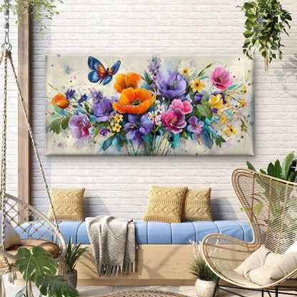 Watercolor Leaf & Botanical Wall Art Canvas Office Home Room Framed 120x60cm