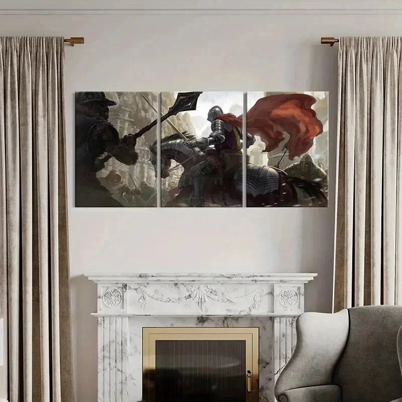 3pcs Vintage Medieval Style Aesthetic Wall Art Set Canvas Framed 50x70cm - High Quality Print 100% Australian Made Wall Canvas Ready to Hang - Bella Home Decor