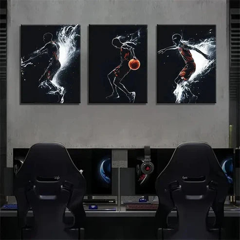 3pcs Dynamic Silhouette of a Basketball Perfect Wall Art Canvas Unframed – High Quality Print 100% Australian Made Wall Canvas - Bella Home Decor