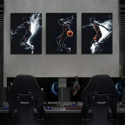 3pcs Dynamic Silhouette of a Basketball Perfect Wall Art Canvas Unframed – High Quality Print 100% Australian Made Wall Canvas - Bella Home Decor