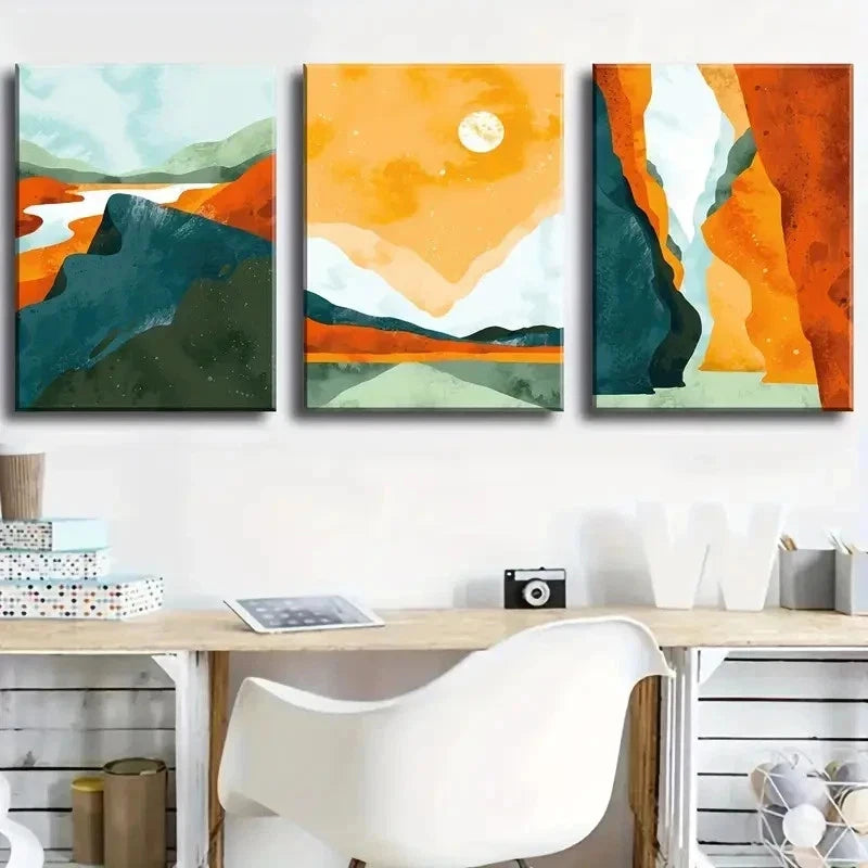 3pcs Modern Minimalist Forest Landscape Perfect Wall Art Set Canvas Framed 50x70cm - High Quality Print 100% Australian Made Wall Canvas Ready to Hang